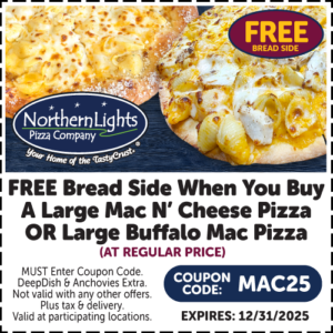 New Mac N Cheese and Buffalo Mac Pizzas!!